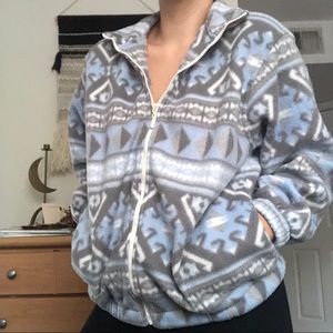 VTG print zip up fleece
